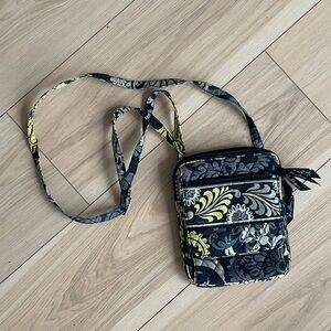 Vera Bradley Black and Yellow Floral Crossbody Bag